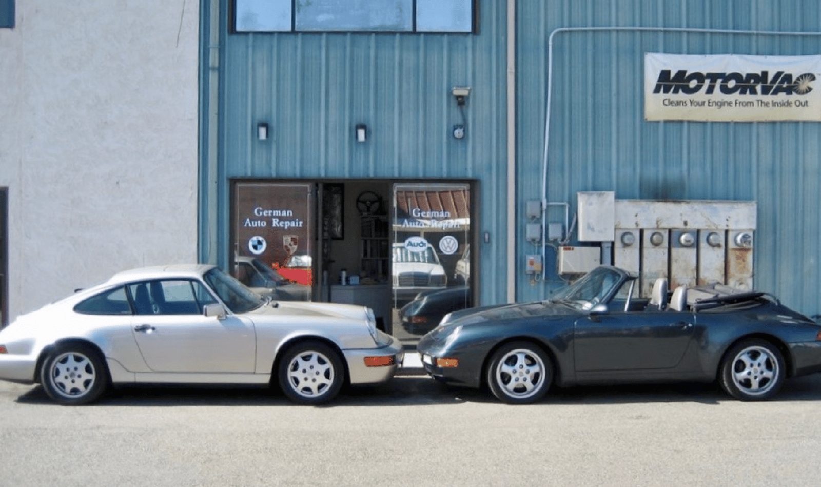 German Auto Repair service bay in Goleta with German vehicles on lifts